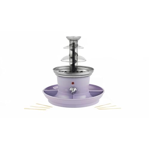 GILES & POSNER Mini-Schokoladenbrunnen – Elektrische 3-Stufen Maschine, Automatische Abschaltung, 0°C bis 50°C, Party Dip & Share, 2 Abnehmbare Serviertabletts, 500 ml, 100 Spieße Inklusive, 25 W von GILES & POSNER