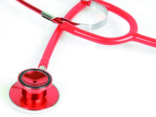 Gima - Doppelkopf-Stethoskop TRAD COLOR, Erwachsene, Y Farbe Rot, Pavillon Ø 43,5 mm, Glocke Ø 30 mm Außenmaß, Latexfrei, CE Medizinprodukt von GIMA
