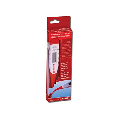 Gima - Digitales Fieberthermometer Flexi, °C, biegsame Spitze, wasserdicht, Messung in 30 Sekunden, Genauigkeit ± 0,1°C, Speicher für letzten Messwert, akustischer Alarm. von GIMA