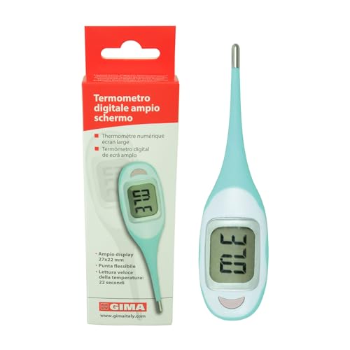 GIMA - Digital-Thermometer mit großem Display, flexible Spitze, mit Kunststoffhülle, 25552 von GIMA