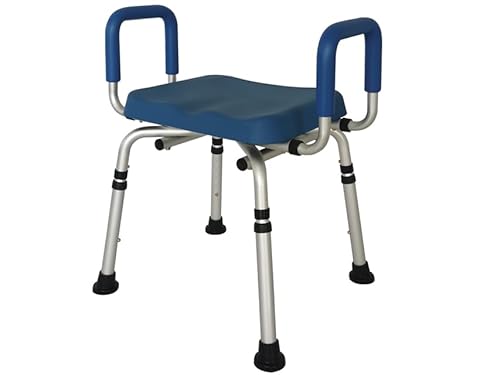 Gima - Duschhocker mit silbernem Aluminiumgestell und Sitz aus PU, mit verstellbaren Füßen, 42905 von GIMA