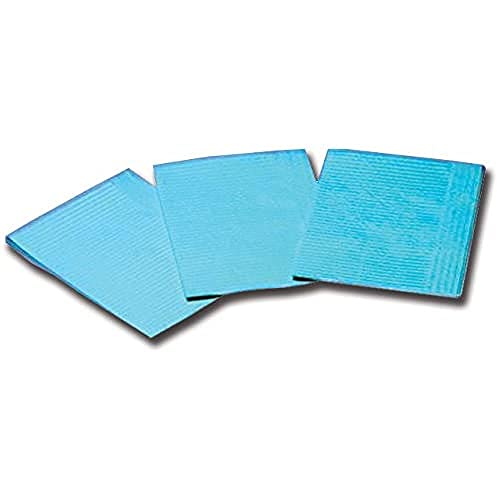 Gima - Gefaltete hochabsorbierende und wasserdichte, mit Polyethylen vorbeschichtete Tücher, 3 Lagen: 2 aus Cellulose + 1 aus Polyethylen, Hellblaue Farbe, Größen 33x45 cm, 500-Tuch-Packung. von GIMA