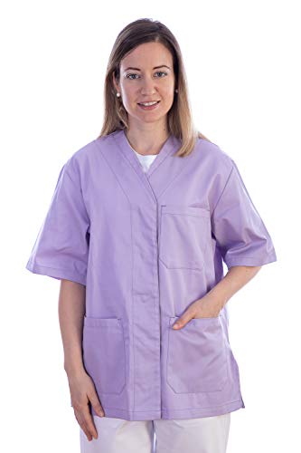 Gima - Kasack aus Baumwolle und Polyester, Krankenhausuniform, violette Farbe, V-Ausschnitt, Halbärmel, 5 Druckknöpfe, für Damen, XL-Größe, für Ärzte, Tierärzte, Krankenpfleger und Gesundheitspersonal von GIMA