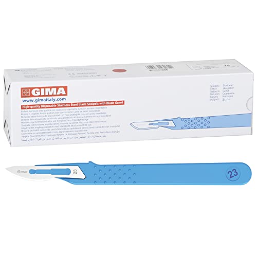 Gima - Sterile Skalpelle aus rostfreiem Edelstahl, Handgriff aus ABS, zum Einmalgebrauch, Standard, Nr. 23, 10 einzeln verpackte Skalpelle. von GIMA