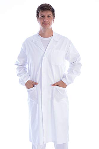 Gima - Weisser Arztmantel aus Baumwolle und Polyester, mit Druckknöpfen, Unisex, Größe L, für Ärzte und Medizin-/Biologiestudenten, für Kliniken, Krankenhäuser, Arztpraxen und Apotheken. von GIMA