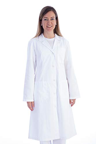 Gima - Weisser Arztmantel aus Baumwolle und Polyester, mit Knöpfen, für Damen, Größe L, für Ärzte und Medizin-/Biologiestudenten, für Kliniken, Krankenhäuser, Arztpraxen und Apotheken. von GIMA