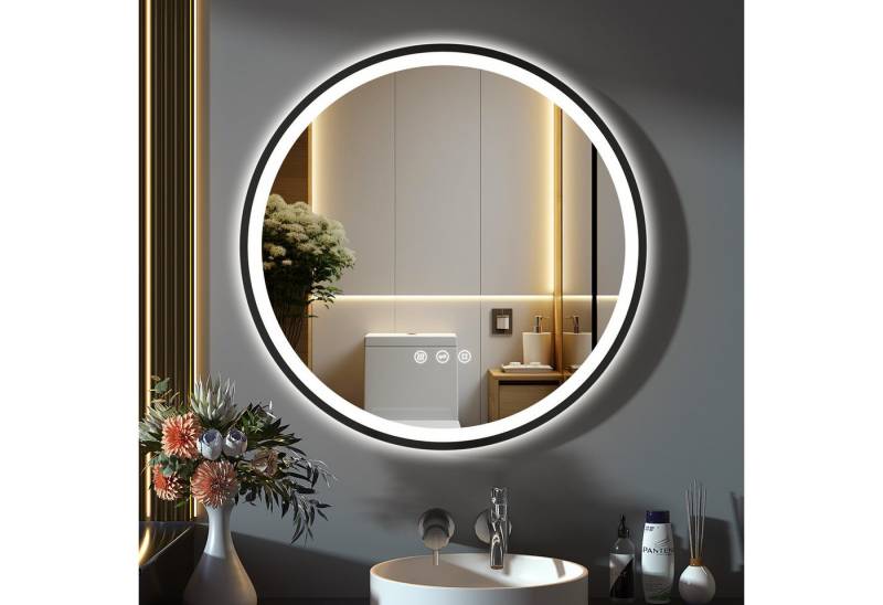 GIMBELEN Badspiegel LED-Badezimmer-Spiegel, dimmbar, Runder LED-Badezimmerspiegel 60cm, Touch, 3 Lichtfarben, antibeschlag von GIMBELEN