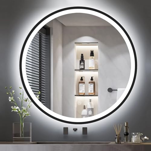 GIMBELEN Runder Spiegel mit Beleuchtung, 50 cm, Badspiegel mit Beleuchtung, mit Touch-Schalter und Sicherheitsglas, 3 Lichtfarben Einstellbar, 3000 K / 4000 K / 6500 K von GIMBELEN