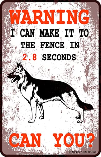 GIMIPAT Aluminium Retro Metall Hofschild Warnung Vorsicht vor Hunden, 30,5 x 20,3 cm Metallschild – Warning I Can Make it to the Fence in 2.8 Seconds, Can You? von GIMIPATS
