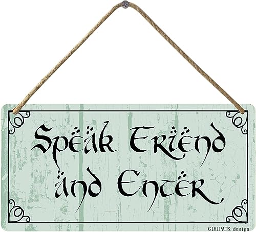 GIMIPATS Holzschild zum Aufhängen, lustiges Schild mit Aufschrift "Speak Friend and Enter3", Türschild als Geschenk für Freunde, Mutter, Vater usw., 15,2 x 30,5 cm GIMIPATS Holzschild zum Aufhängen, lustiges Schild mit Aufschrift "Speak Friend and Enter3", Türschild als Geschenk für Freunde, Mutter, Vater usw., 15,2 x 30,5 cm von GIMIPATS