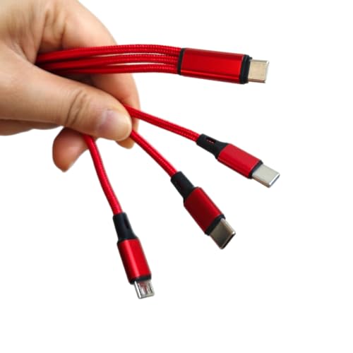 GIMIRO 3 in 1 USB Typ C auf Typ C Ladekabel [120CM Jeder Zweig] 66W Max PD Schnellladung Muti-use USB C Datenkabel für Auto-Aufladung Kompatibel mit HUAWEI XIAOMI SAMSUNG (Red/C-CCM) von GIMIRO