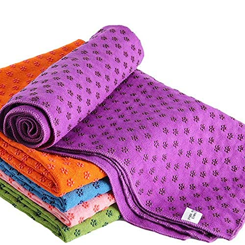 Ivy Yoga Handtuch rutschfest - Mikrofaser Yogatuch schnelltrocknend - Yogahandtuch Antirutsch ideal für Matte,Hot Yoga, 183 x 61 cm, Violett von GIMIRO