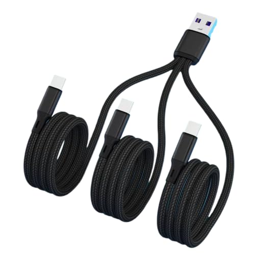 GIMIRO Multi-use 3 in 1 Type C Charging USB Cables Fast Charge Data Transfer [ 120CM ] Each Branch Charge Cable - Best for Office Game Travel Car Home (Black-CCC) von GIMIRO