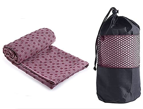 GIMIRO Yoga Handtuch rutschfest - Mikrofaser Yogatuch schnelltrocknend - Yogahandtuch Antirutsch ideal für Matte,Hot Yoga, 183 x 61 cm (Grayish Purple) von GIMIRO