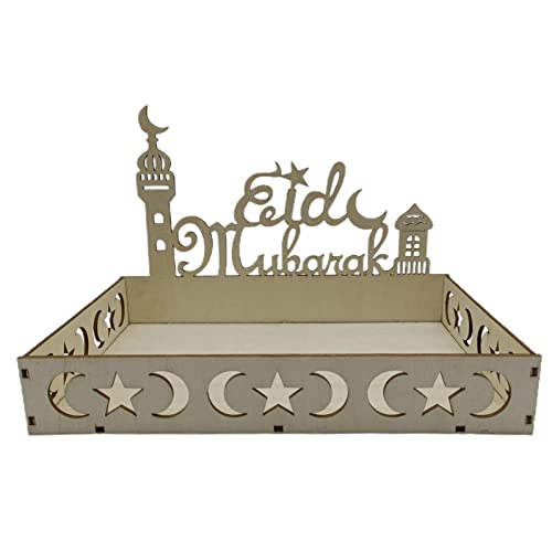 Eid Mubarak Holz Tablett, Eid Mubarak Tablett, Ramadan Tablett, Mond Stern Serviertablett, Eid Mubarak Dessert Tablett, Eid Mubarak Servier Tablett, Ramadan Tischdeko Dekoration Serviertablett von GIMOCOOL