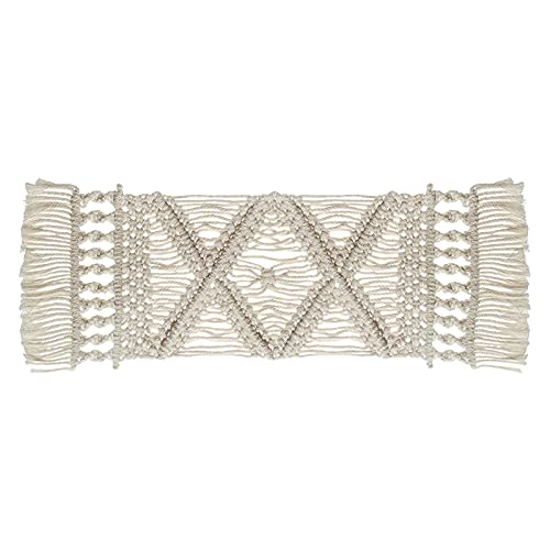 GIMOCOOL Beige Makramee Tischläufer,Baumwollseil Geflochtene Tischsets Handgewebe Tischdecke rutschfeste Untersetzer Gewebtes Tischset Für Isolierkissen Westliche Tischsets 22x62 cm von GIMOCOOL