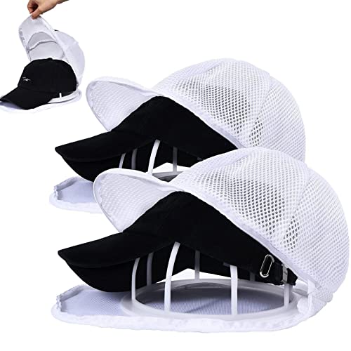GIMOCOOL Cap Washer für Baseballmützen | Cap Waschmaschinen Form | Ball Caps Waschkäfig mit Mesh-Wäschesack | Faltbarer Basecap Waschgestell Multifunktionale Baseballmützen-Reiniger, 2 Stück von GIMOCOOL