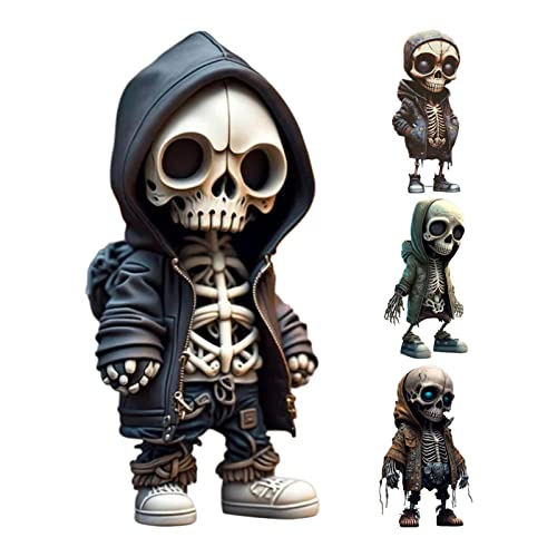 GIMOCOOL Coole Skelett Figuren, Miniatur Skelett Gothic Harz Statue, Sammlerstück Gothic Schädel Skulptur Halloween Dekoration Für Heim Schreibtisch Dekoration von GIMOCOOL