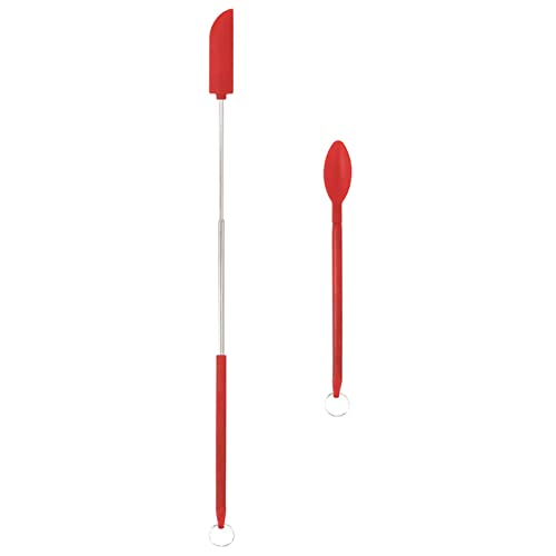 GIMOCOOL Mini-Silikonschaber-Set,2 Stück Mini-Silikon-Teleskopspatel und Schöpflöffel - Dünnes Pfannenwender-Set aus Silikon, Löffel, Pfannenwender zum Öffnen von Gläsern, Dosen, Flaschen von GIMOCOOL