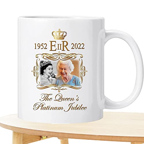GIMOCOOL Queen Elizabeth II handgefertigte Keramiktasse, Queen Elizabeth Gedenkbecher, 1952-2022 Platinum Jubilee Queen Elizabeth II Gedenkbecher, Queen Elizabeth II Tasse Souvenir Geschenk von GIMOCOOL