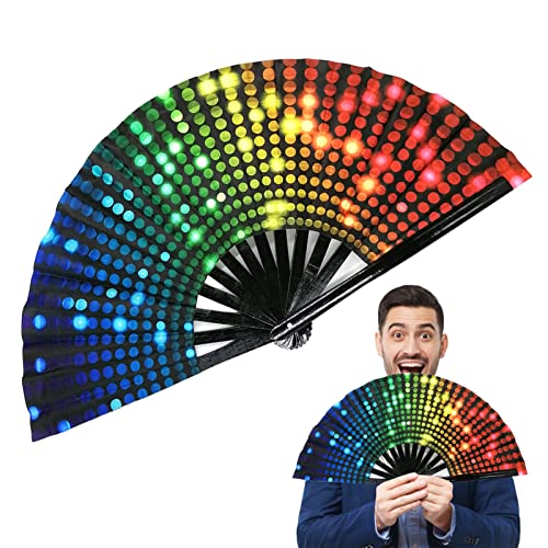 GIMOCOOL Regenbogen-Fan | Rainbow Rave Handfächer | Bunter Handfächer, Regenbogen-Party-Dekoration, Pride-Fächer Handfaltfächer für Frauen und Männer von GIMOCOOL