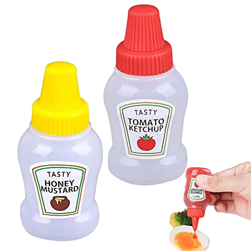 GIMOCOOL Tragbare Saucenflasche,Salatdressing-Behälter für Kinder - 25 ml Mini-Gewürz-Quetschflasche Honig Quetschglas 2er-Pack Saucenbehälter Tragbare Dressing-Spender von GIMOCOOL