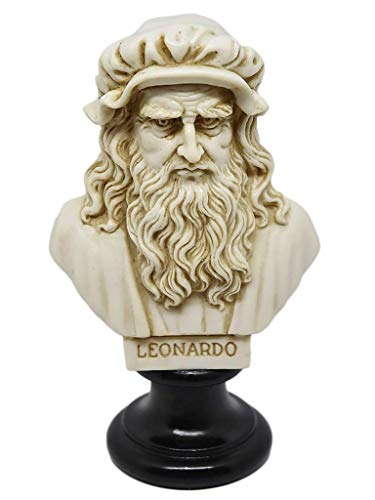 Büste Statue Design: Leonardo da Vinci - Reproduktion Büste, Marmor und Harz Skulptur - ca. 15 cm, 350 g - toskanisches Produkt, Design Made in Italy - Idee Geschenk Zuhause von GINGERSHOPONLINE