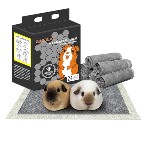 GINIDEAR Einweg-Käfigeinlagen für Meerschweinchen, anthrazit, geruchshemmend, saugfähig, wasserdicht, für Kaninchen, Hasen, Chinchillas, 45.7x78.7 cm (C & C2 x1), 24 Stück von GINIDEAR