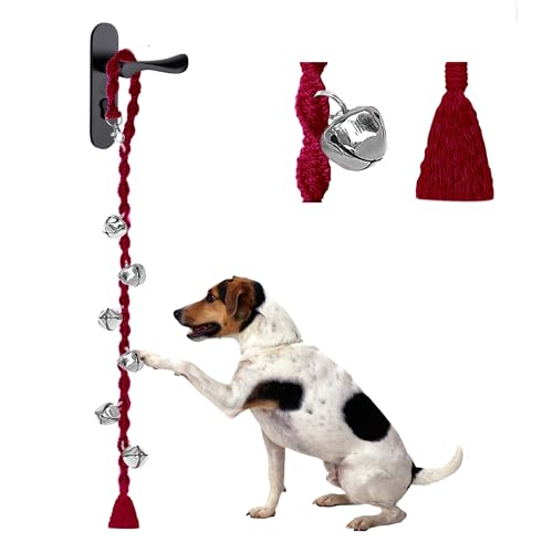 GINIDEAR Hundeglocken zum Hinausgehen & Welpentöpfchentraining, verstellbare Hundetürklingel Ring to Go Töpfchen, handgefertigt mit Premium-Garn. Twisted Style, Rosered von GINIDEAR