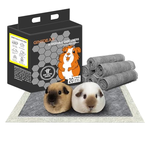 GINIDEAR Meerschweincheneinlage, Einweg-Meerschweinchen-Käfigeinlagen, Holzkohle, geruchskontrollierend, saugfähig, wasserdicht, Urinierpads für Kaninchen, Hamster und andere Kleintiere. 61 x 129 cm von GINIDEAR