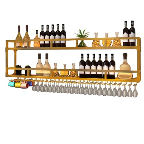 Weinregal Wand Metall mit Licht Flaschenregal Wine Rack Weinschrank Schmal Barschrank mit Weinglashalter Weinständer Weinflaschenhalter Getränke Regal Mini Bar für Esszimmer Home Bar Küche(Black,3LAYE von GINKOEHD