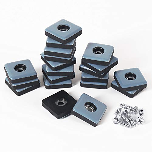 20 x Teflon Möbelgleiter, 25 x 25mm (eckig) Möbelgleiter mit Schrauben für leichtes Verschieben auf Teppich Hartholz (Graublau) von GINOYA