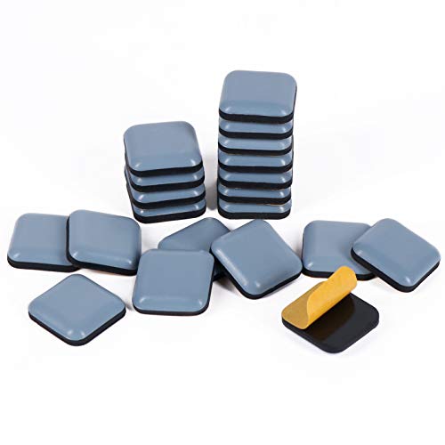 GINOYA Teflon-Möbelgleiter, 20 Stück 25mm Stick Möbelgleiter für leichtes Verschieben auf Teppich Hartholz Fliesen (graublau) von GINOYA