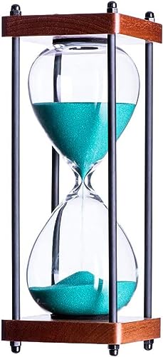 Sanduhr-Timer, Sanduhr, 30 Minuten großer Sanduhr-Timer, schwarze Sanduhr-Dekoration, Schreibtisch, Schlafzimmer, Party, Urlaub, Sanduhr Timer (Farbe: Wit, Größe: 30 min (Farbe: Cyan, Größe: 30 m von GINTON