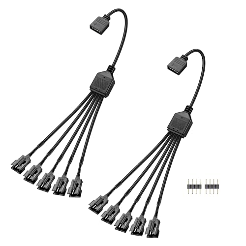 GINTOOYUN 2 PCS 1 bis 5 ARGB Splitter Kabel 12V 4-Pin Weiblich zu fünf SM 4-Pin Male Adressable RGB Splitter Kabel für LED Lichtstreifen,12V ARGB Fans,Computer Cases,etc(11.8Inch)(Stil 8) von GINTOOYUN