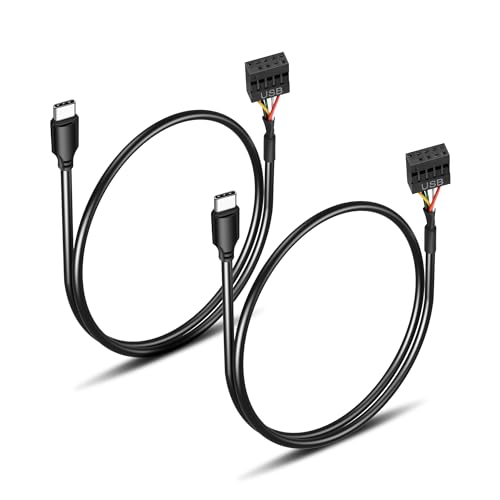 GINTOOYUN 2 PCS Motherboard 9 Pin Stecker zum Typ-C Dupont Kabel Motherboard 9 Pin Stecker zum USB-C Grafikkarte Verbindungskabel für Chassis Motherboards, Grafikkarten etc. (19.6 Zoll) von GINTOOYUN