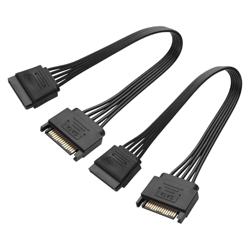 GINTOOYUN 2 Pack 15 Pin SATA Power Extension Cable 18AWG 15 Pin männlich zu weiblich SATA Festplatte Netzkabel für HDD Festplatte (8,46 Zoll) von GINTOOYUN