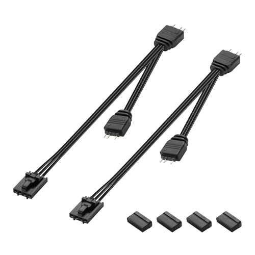 GINTOOYUN 2-Pcs RGB Fan Splitter Kabel 4-Pin Commander Weiblich zu Zwei 5V 3-Pin RGB Stecker Konvertierungskabel 1 zu 2 ARGB Splitter Kabel für Commander CorEXT,Commander Core etc(12.4 Zoll) (1 bis 2) von GINTOOYUN