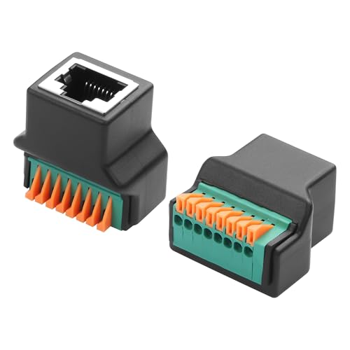GINTOOYUN 2 Stück RJ45 8P8C Schnellverbindung Lötloser Adapter RJ45 weiblich zu 8-poligen Federklemmen Netzwerkverlängerungsadapter für Cat5 Cat5e Cat6 Cat7 Ethernet-Kabel GINTOOYUN 2 Stück RJ45 8P8C Schnellverbindung Lötloser Adapter RJ45 weiblich zu 8-poligen Federklemmen Netzwerkverlängerungsadapter für Cat5 Cat5e Cat6 Cat7 Ethernet-Kabel von GINTOOYUN