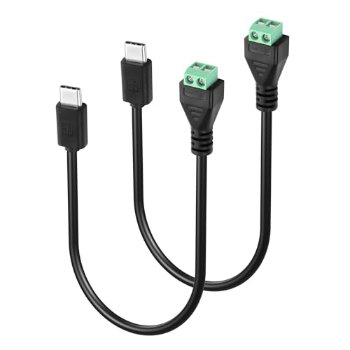 GINTOOYUN 2 Stück Typ C zu 2-poligem Anschlusskabel 12,6 Zoll USB-C männlicher Stecker zu 2-poligem Anschlusskabel für Ladegeräte, Power Banks usw (12V) von GINTOOYUN