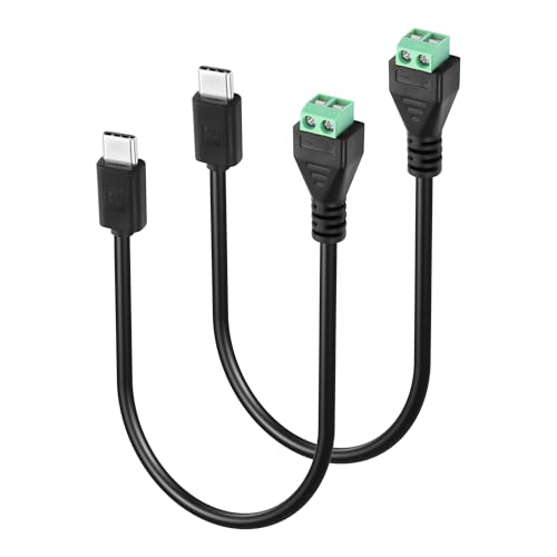 GINTOOYUN 2 Stück Typ C zu 2-poligem Anschlusskabel 12,6 Zoll USB-C männlicher Stecker zu 2-poligem Anschlusskabel für Ladegeräte, Power Banks usw (20V) von GINTOOYUN