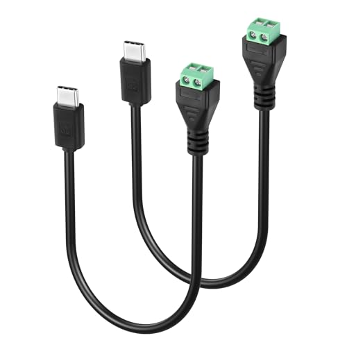 GINTOOYUN 2 Stück Typ C zu 2-poligem Anschlusskabel 12,6 Zoll USB-C männlicher Stecker zu 2-poligem Anschlusskabel für Ladegeräte, Power Banks usw (9V) von GINTOOYUN