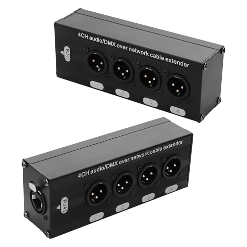 GINTOOYUN 2PCS 4-Kanal DMX XLR zu Ethernet Extender Male zu RJ45 Ethercon Kabel Multi Extender für Bühnenbeleuchtung und Home Recording Studio kompatibel GINTOOYUN 2PCS 4-Kanal DMX XLR zu Ethernet Extender Male zu RJ45 Ethercon Kabel Multi Extender für Bühnenbeleuchtung und Home Recording Studio kompatibel von GINTOOYUN