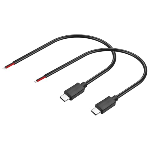 GINTOOYUN 2PCS USB C zu 2-Pin Bare Wire Kabel 5V / 3A USB Typ C männlicher Stecker 2 Pin Bare Wire offenes Ende Stromkabel 0,3M / 11,81 Zoll (0.3m) von GINTOOYUN
