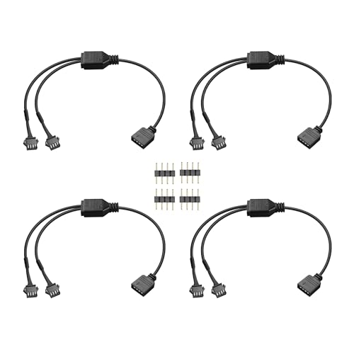 GINTOOYUN 4 PCS 1 bis 2 ARGB Splitter Kabel 12V 4-Pin Buchse zu zwei SM 4-Pin weibliche adressierbare RGB Splitter Kabel für LED Lichtstreifen,12V ARGB Lüfter,Computergehäuse,etc(11.8Inch)(Stil 9) von GINTOOYUN