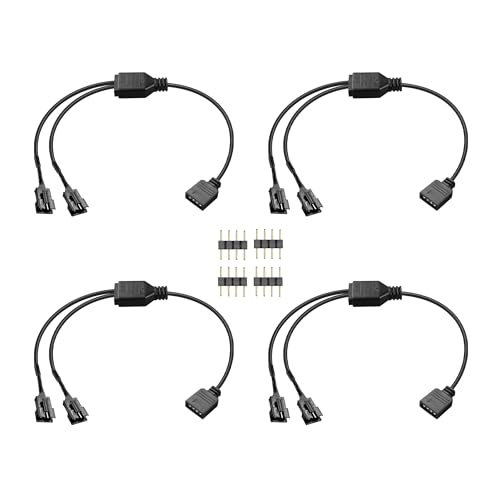 GINTOOYUN 4 PCS 1 bis 2 ARGB Splitter Kabel 12V 4-Pin Weiblich zu zwei SM 4-Pin Male Adressable RGB Splitter Kabel für LED Lichtstreifen,12V ARGB Lüfter,Computer Cases,etc(11.8Inch)(Stil 5) von GINTOOYUN