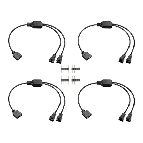 GINTOOYUN 4 PCS 1 bis 2 ARGB Splitter Kabel 5V 3-Pin Weiblich zu zwei SM 3-Pin männlichen adressierbaren RGB Splitter Kabel für LED-Lichtstreifen, 5V ARGB Fans, Computer Cases, etc(11.8Inch) (Stil 1) von GINTOOYUN