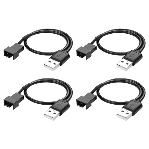 GINTOOYUN 4 Pcs USB zu 4 Pin/3 Pin PWM Fan Power Kabel 5V USB Typ-A zu 4 Pin/3 Pin Zwei Core PWM Fan Power Kabel für Chassis Fans, CPU Lüfter etc. (11.81 Zoll) von GINTOOYUN