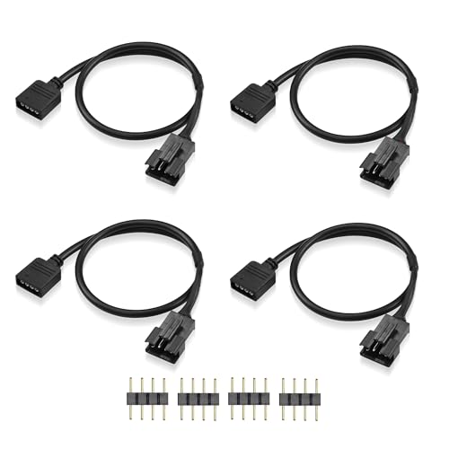 GINTOOYUN 4 Pin RGB Verlängerungskabel 12V 4 PIN zu SM 4 Pin Stecker ARGB Stecker Adapter Kabel für Computer Fan, Motherboard, LED Streifen (0.98 FT,4 PCS)(Stil 1) von GINTOOYUN