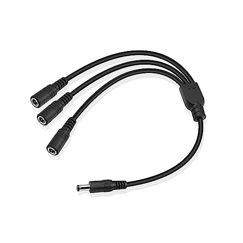 GINTOOYUN DC Power y Splitter Kabel 1 Stecker 3 Buchse DC 5,5 mm x 2,1 mm Splitterkabel Adapter für CCTV Überwachungskameras, Router, DVR und LED (1 bis 3 Wege) (1 bis 3 Wege) von GINTOOYUN
